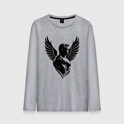 Лонгслив хлопковый мужской Арнольд Шварценеггер с крыльями, цвет: меланж