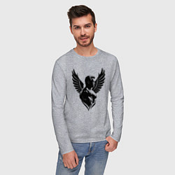 Лонгслив хлопковый мужской Арнольд Шварценеггер с крыльями, цвет: меланж — фото 2