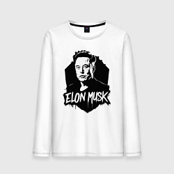 Лонгслив хлопковый мужской Орнамент Илона Маска, цвет: белый