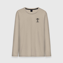 Лонгслив хлопковый мужской Спаси и сохрани черный арт, цвет: миндальный