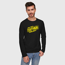 Лонгслив хлопковый мужской Лучший папочка в галактике, цвет: черный — фото 2