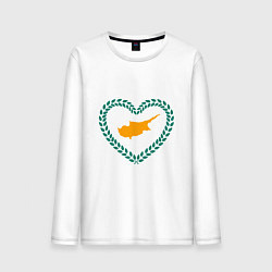Лонгслив хлопковый мужской Кипр в сердце, цвет: белый