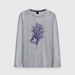Лонгслив хлопковый мужской Рыба с цветами, цвет: меланж