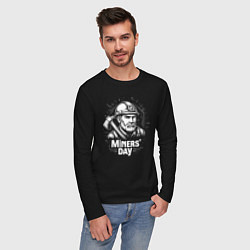 Лонгслив хлопковый мужской День шахтера, цвет: черный — фото 2