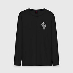 Лонгслив хлопковый мужской Став рун на удачу и силу, цвет: черный