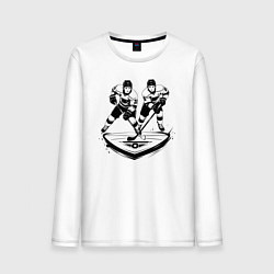 Лонгслив хлопковый мужской Хоккейная дуэль, цвет: белый
