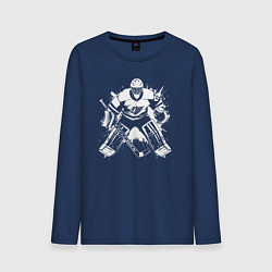 Лонгслив хлопковый мужской Хоккейный вратарь граффити, цвет: тёмно-синий