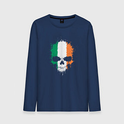 Лонгслив хлопковый мужской Череп - Ирландия, цвет: тёмно-синий