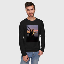 Лонгслив хлопковый мужской Titanic love, цвет: черный — фото 2