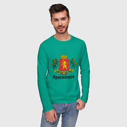 Лонгслив хлопковый мужской Красноярск цвета зеленый — фото 2