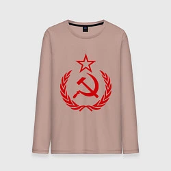 Лонгслив хлопковый мужской СССР герб, цвет: пыльно-розовый