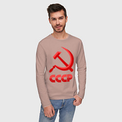 Лонгслив хлопковый мужской СССР Логотип, цвет: пыльно-розовый — фото 2