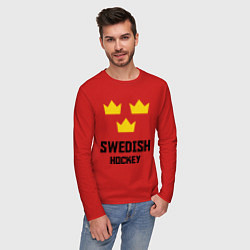 Лонгслив хлопковый мужской Swedish Hockey, цвет: красный — фото 2