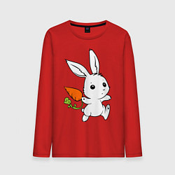 Лонгслив хлопковый мужской Зайка с морковкой, цвет: красный