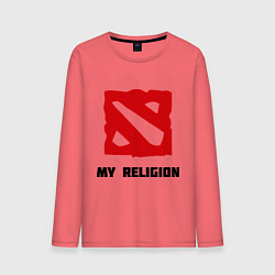 Лонгслив хлопковый мужской Dota 2: My Religion, цвет: коралловый