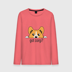 Лонгслив хлопковый мужской Got Corgi, цвет: коралловый