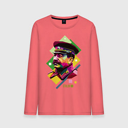 Лонгслив хлопковый мужской Stalin Art цвета коралловый — фото 1