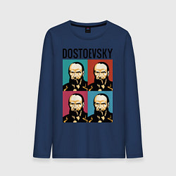 Лонгслив хлопковый мужской Dostoevsky, цвет: тёмно-синий