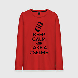 Лонгслив хлопковый мужской Keep Calm & Take a Selfie, цвет: красный