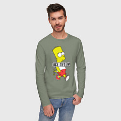 Лонгслив хлопковый мужской Барт Симпсон: Все путем, цвет: авокадо — фото 2