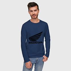 Лонгслив хлопковый мужской Honda Motor, цвет: тёмно-синий — фото 2