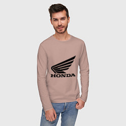 Лонгслив хлопковый мужской Honda Motor, цвет: пыльно-розовый — фото 2