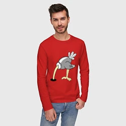 Лонгслив хлопковый мужской Влюбленный страус: для него, цвет: красный — фото 2