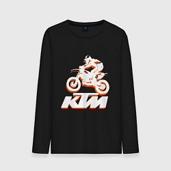Лонгслив хлопковый мужской KTM белый, цвет: черный