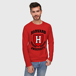 Лонгслив хлопковый мужской Harvard University, цвет: красный — фото 2
