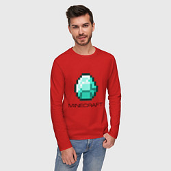 Лонгслив хлопковый мужской Minecraft Diamond, цвет: красный — фото 2