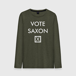 Лонгслив хлопковый мужской Vote Saxon цвета меланж-хаки — фото 1