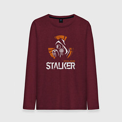 Лонгслив хлопковый мужской STALKER: Online цвета меланж-бордовый — фото 1
