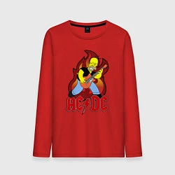 Лонгслив хлопковый мужской AC/DC Homer, цвет: красный