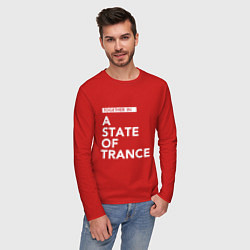 Лонгслив хлопковый мужской Together in A State of Trance, цвет: красный — фото 2