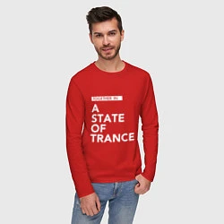 Лонгслив хлопковый мужской Together in A State of Trance, цвет: красный — фото 2