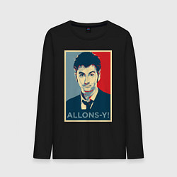 Лонгслив хлопковый мужской Allons-y Poster, цвет: черный