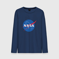 Лонгслив хлопковый мужской NASA: Logo цвета тёмно-синий — фото 1
