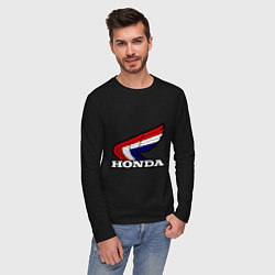 Лонгслив хлопковый мужской Honda, цвет: черный — фото 2