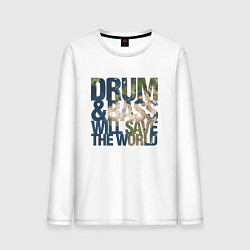 Лонгслив хлопковый мужской Drum & Bass: The World, цвет: белый