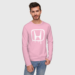 Лонгслив хлопковый мужской Honda цвета светло-розовый — фото 2