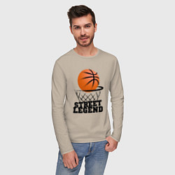 Лонгслив хлопковый мужской Баскетбол, цвет: миндальный — фото 2