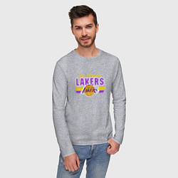 Лонгслив хлопковый мужской Los Angeles Lakers, цвет: меланж — фото 2