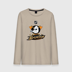 Лонгслив хлопковый мужской NHL: Anaheim Ducks, цвет: миндальный