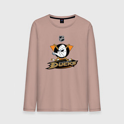 Лонгслив хлопковый мужской NHL: Anaheim Ducks, цвет: пыльно-розовый