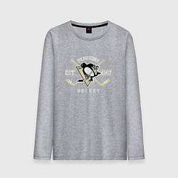Лонгслив хлопковый мужской Pittsburgh Penguins: Est.1967 цвета меланж — фото 1
