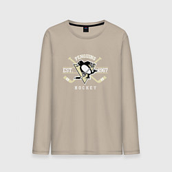 Лонгслив хлопковый мужской Pittsburgh Penguins: Est.1967, цвет: миндальный