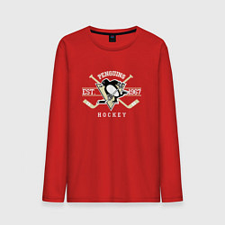 Лонгслив хлопковый мужской Pittsburgh Penguins: Est.1967, цвет: красный