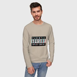 Лонгслив хлопковый мужской Parental advisory, цвет: миндальный — фото 2