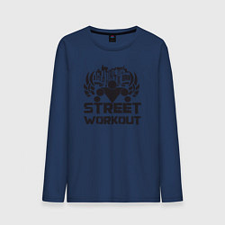 Лонгслив хлопковый мужской Street workout цвета тёмно-синий — фото 1