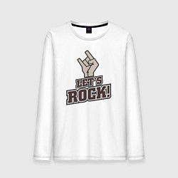 Лонгслив хлопковый мужской Lets rock!, цвет: белый